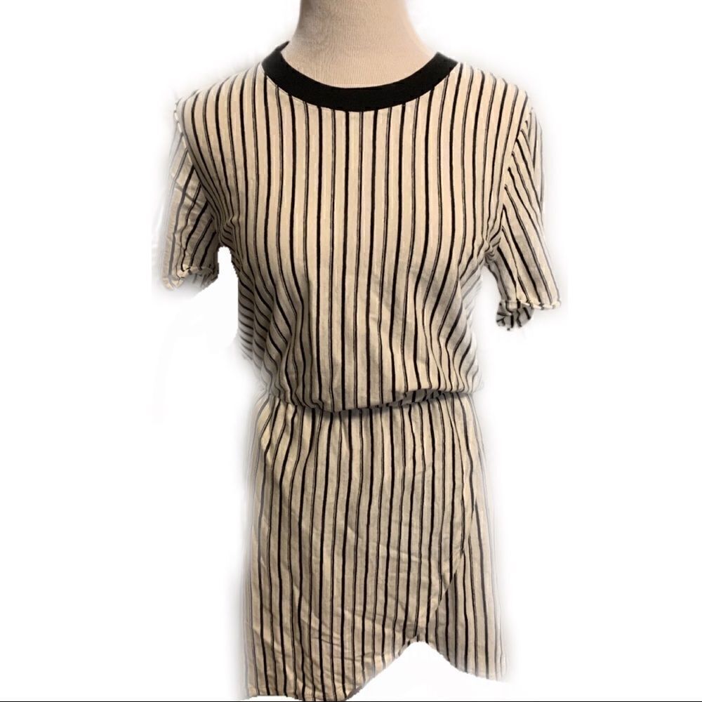 Hurley Black & White Striped Shortsleeved Dress